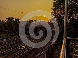 Railway tracks with switches and interchanges at a main line station in jatinegara, Indonesia